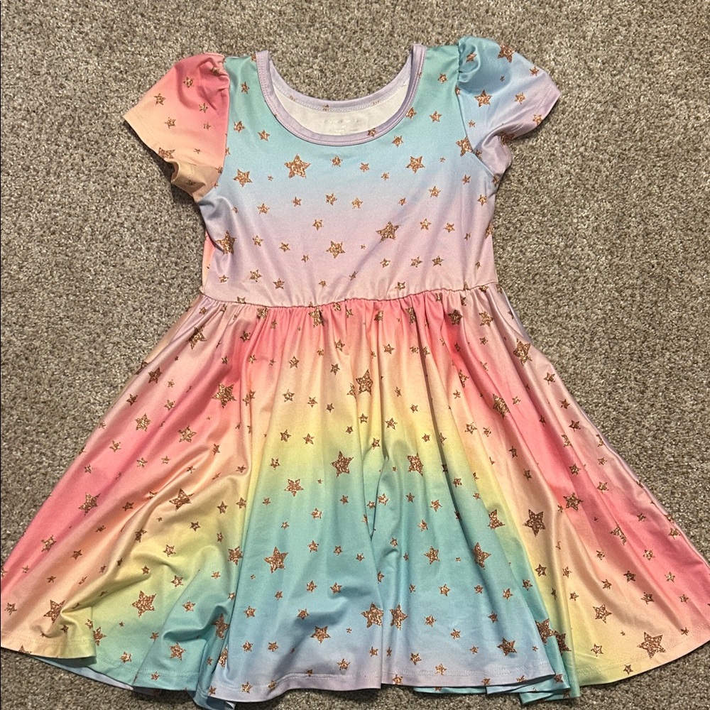 Girls Charlie's Project Size 4T Rainbow Stars Twirl Dress
